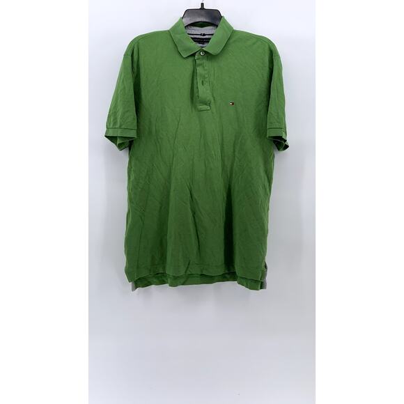 TOMMY HILFIGER Men's Green Classic-Fit Short Sleeve Casual Polo Shirt SZ M - Picture 1 of 10